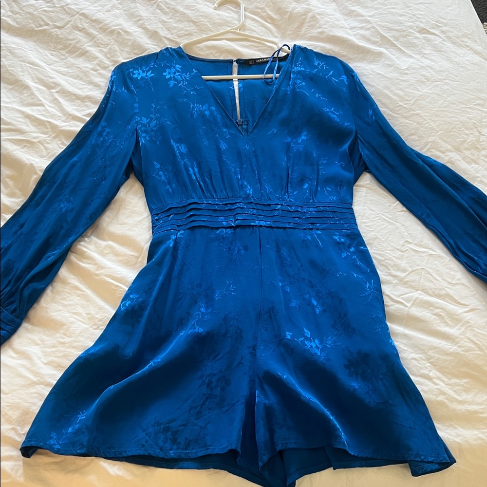 Zara Floral Blue V-Neck Dress